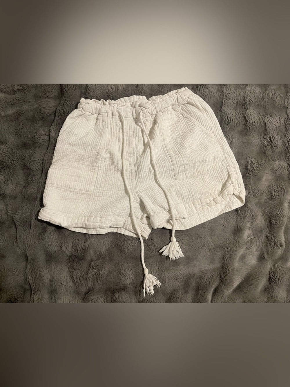 Women’s Frnch Paris Kathy 100% Cotton White Drawstring Shorts